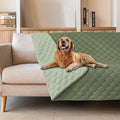 gogobunny Waterproof Dog Blankets for Large Dogs, Pet Bed Cover Breathable | Washable Pee Pads, Quilted Throw Blanket, Furniture Protector for Couch Sofa Bed Car, 82x82 Inch Dark/Light Green by gogobunny