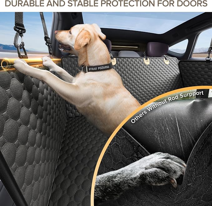 Back Seat Extender for Dogs,PVC Rods Support and Hard Bottom Car Seat Cover | Heavy Duty Dog Car Seat Cover for Back Seat, Dog Hammock for Car, Waterproof Pet Bed For Car, SUV, Truck - Image 4