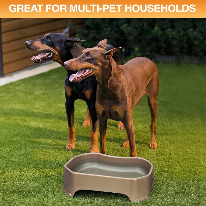 Neater Pet Brands Extra Large Water Bowl for Dogs, Outdoor Dog Water Bowl (1.25 Gallon XL Capacity), Big Trough Style Food Dish for Indoors or Outside, No Spill Large Dog Bowls, Champagne - Image 4