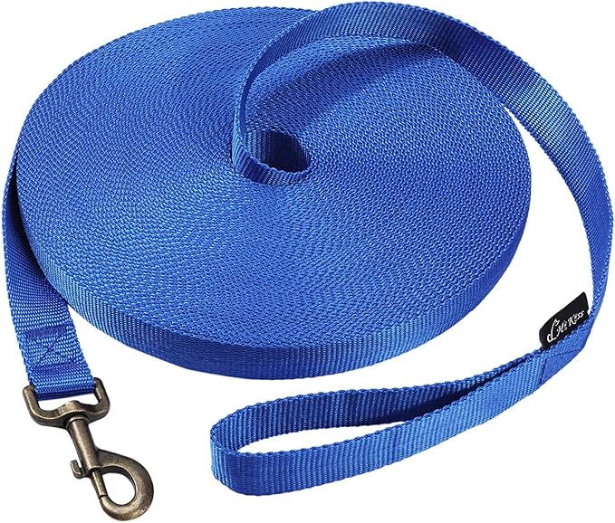 HIKISS Long Dog Leash Obedience Recall Training Agility Lead with Thickening Material for Large Dog - 15ft 20ft 30ft 50ft 100ft Training Leash(Blue 30ft) by HiKiss