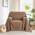 MYSKY HOME Oversized Armchair Couch Cover for 1 Cushion Couch, Washable Sofa Protector, Chair Couch Covers with Tassel Sofa Covers Sofa Throws Sofa Slipcovers Futon Cover for Pet, Kid, 71"X91", Camel by MYSKYHOME