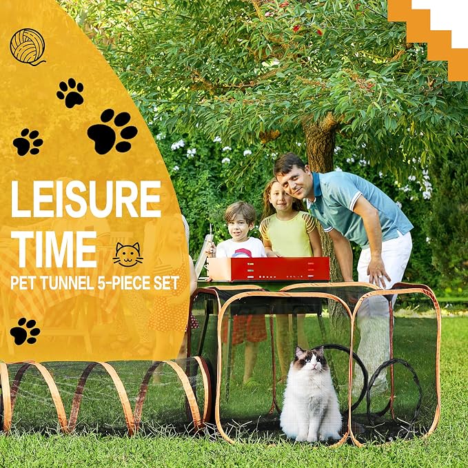 5 in 1 Outdoor Cat Tents with Tunnels for Outside - Cat Enclosures for Indoor for Walking - Cat Playpen and Indoor Catio - Image 7