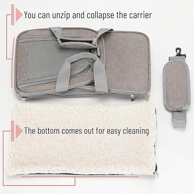 Mr. Pen- Pet Carrier, 17.5" x 11.2" x 11.5", Medium Size, Gray | Portable Travel Carrier for Small Pets, Cats & Small Dogs, Breathable Mesh, Safety Inner Leash - Image 6