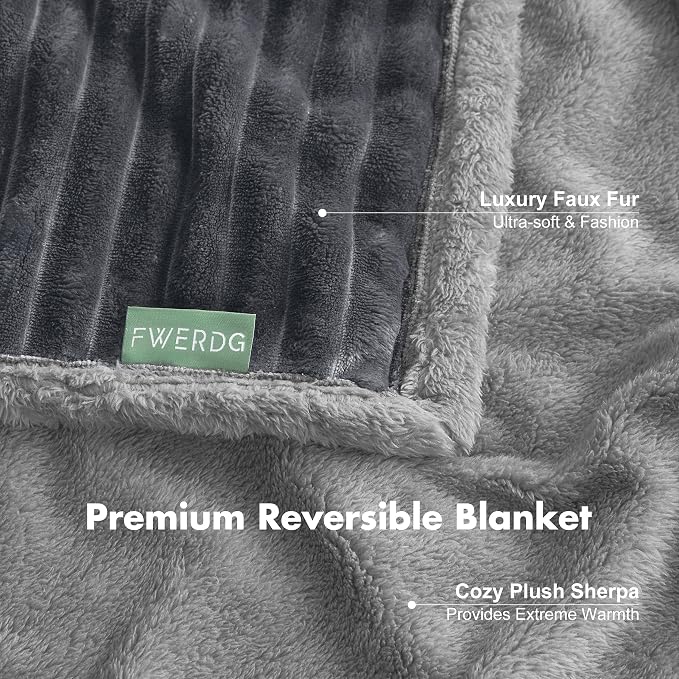 Waterproof Twin Blanket for Bed - Washable Large Dog Blankets for Bed Protector, Thick Cozy Fleece Calming Pet Blankets for Indoors & Outdoors, Dark Grey, 60"x80" - Image 4