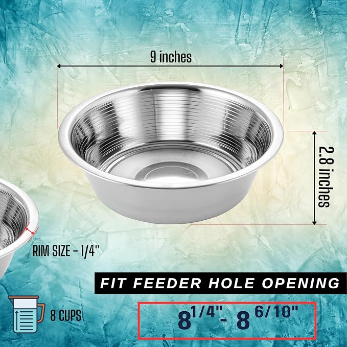 2-Pack Stainless Steel Dog Bowls 8 Cups Pet Food & Water Dish | (1.9L) Durable Metal for Medium to Large Dogs – Rust Resistant - Image 4