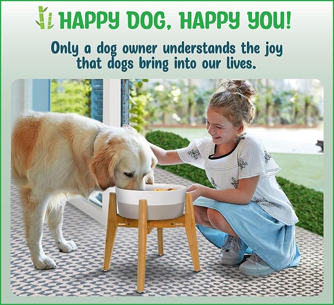 Dog Bowl Stand for Large Dogs - Adjustable, Bamboo | Use to Elevate, Raise Pet Food Water and Slow Feeder Bowls, Expandable with Locking Option, Non-Slip Feet, Stand Only - Image 9