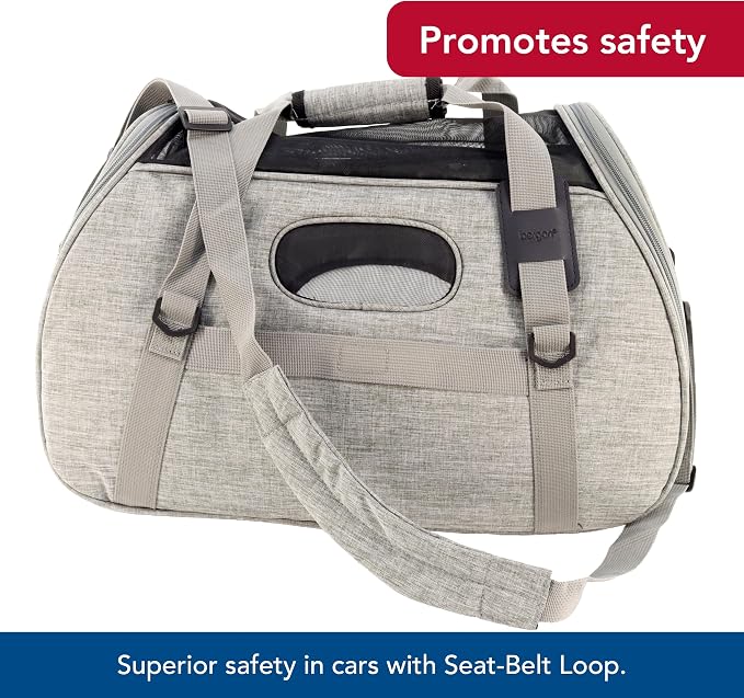 Coastal Pet Bergan Comfort Carrier - Breathable Travel Carrier for Dogs & Cats - Heather Grey, 19" x 10" x 13" - Image 6