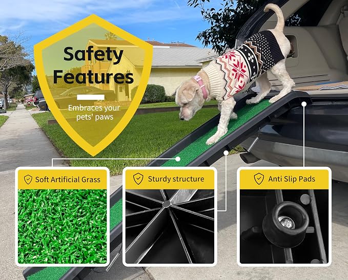 PawStep 50894 Pet Ramp for Dogs & Cats – Foldable Portable Dog Ramp with Poly Grass Non-Slip Surface, Lightweight Travel Ramp for Cars, SUVs, Beds & Couches - Image 5