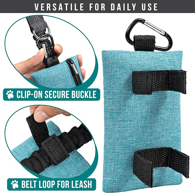PetAmi Dog Poop Bag Holder for Leash, Pet Waste Bag Dispenser, Blue | Soft Dog Poop Bag Holder Clips to Leash, Harness, Belt Storage for Treat Key, Pet Bag Dispenser, Doggy, Doggie - Image 3