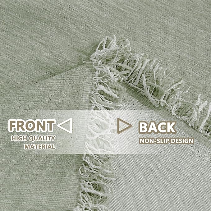MYSKY HOME Sectional Couch Cover Blanket Living Room Furniture Protector for Pets, Farmhouse Home Decor Sofa Covers Tassel Chenielle Sofa Slipcover Soft Throw Couch for Dogs,71" X 118", Sage Green - Image 5