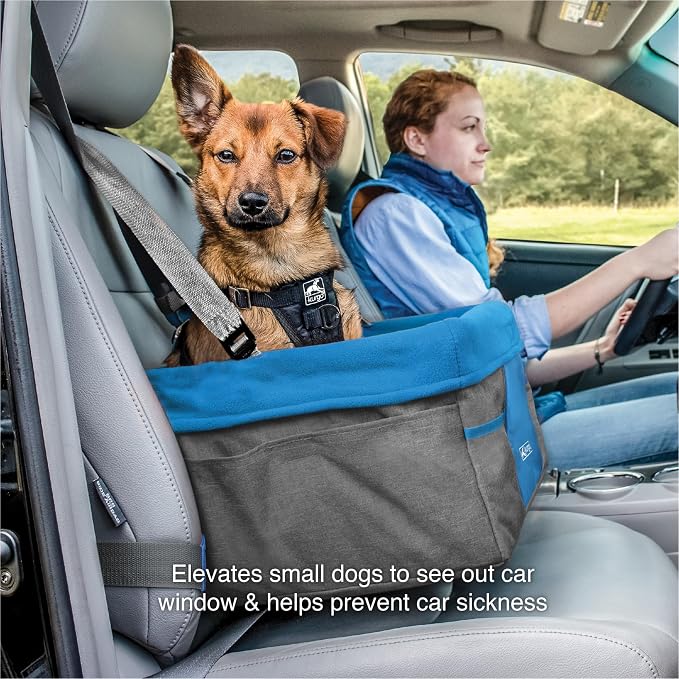Kurgo Heather Booster Seat, Charcoal/Blue | Car Seat for Pets up to 25Lbs, Waterproof Exterior, Stain Resistant, Removable Washable Liner, Collapsible for Easy Storage - Image 3