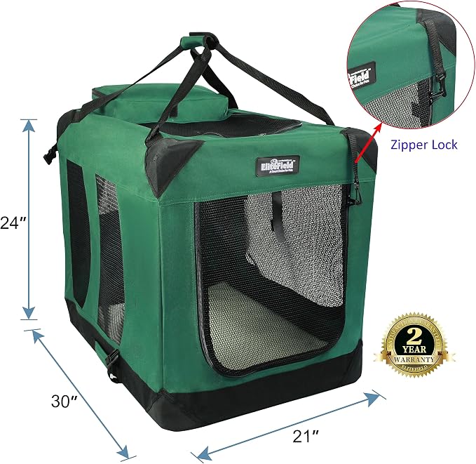 EliteField 3-Door Soft Dog Crate with Bed & Carrying Bag (2-Year Warranty) | 3 Mesh Doors, Steel Frame, Removable & Washable Crate Cover and Bed Cover, Storage Pockets, Indoor/Outdoor, Foldable - Image 2
