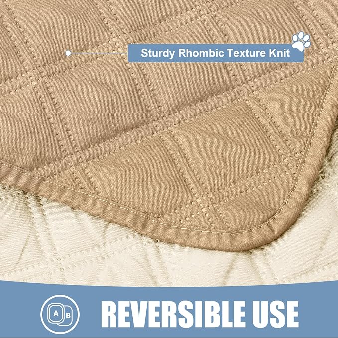 Smiry Waterproof Reversible Pet Couch Covers for Dogs | Pet Friendly, Soft Fabric, Washable Sofa Furniture Protector for Dogs Cat Kids, Checkered (40"x80", Camel/Beige) - Image 4