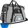 PetAmi Airline Approved Pet Carrier for Cats & Small Dogs, Small Light Gray | Soft Sided TSA Travel Bag, Sherpa Bed, Breathable Mesh Ventilation, Collapsible Bowl, Fits Under Seat, Up to 18 lbs by PetAmi