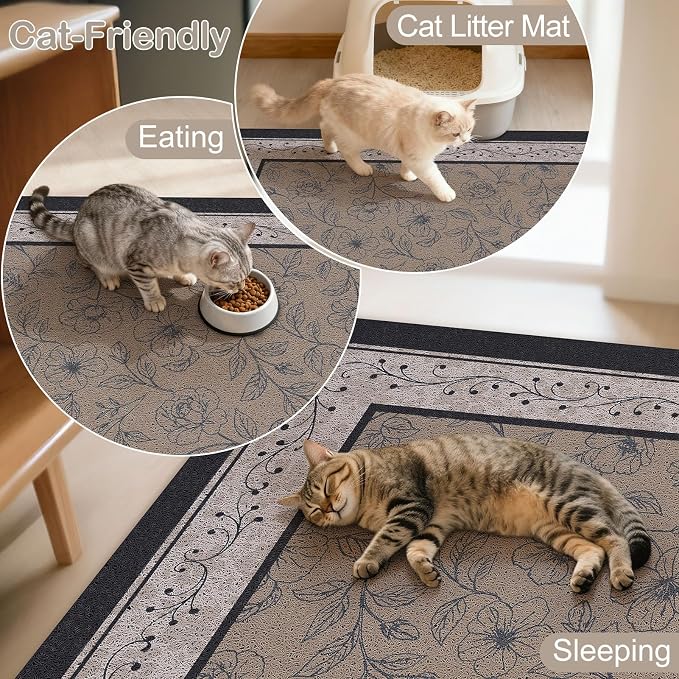 33"x22" Cat Litter Mat Waterproof Non-Slip Litter Trapping Pad | Soft Mesh Litter Box Mat With A Decorative Pattern Captures Scatter Effectively To Keep Floors Clean And Tidy - Image 7