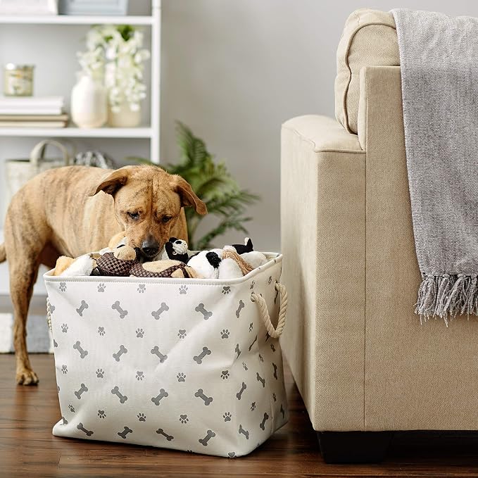 Bone Dry Pet Storage Collection Paw and Bone Print, Large Rectangle, 17.5x12x15", Gray - Image 5
