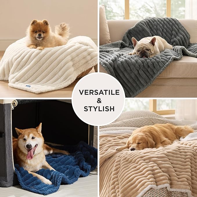 Bedsure ComfyFleece™ Waterproof Blanket for Bed, Twin（60"x80"） Tuscan Beige | Soft Plush Couch Bed Cover Corduroy Fleece for Furniture Protector, Cozy Calming Reversible Dog Blankets for Large Dogs Pet - Image 7