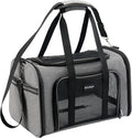 Soundy Large Cat Carrier Dog Carrier Under 25 Lbs,Collapsible Ventilated Portable Pet Bag with Soft Sided Breathable Mesh for Long Car Trips Maxi Load 2 Kittens or Small, Medium Dog (Large Grey) by Soundy