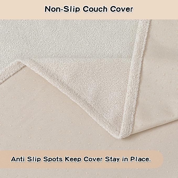 MEETSKY Chair Cover Cat Scratch Proof Recliner Chair Covers, Oversized Armchair Sofa Covers Washable Sofa Slipcover for Single Couch, Soft Small Couch Slipcover for Pets Dogs, 71" x 91", Creamy White - Image 6