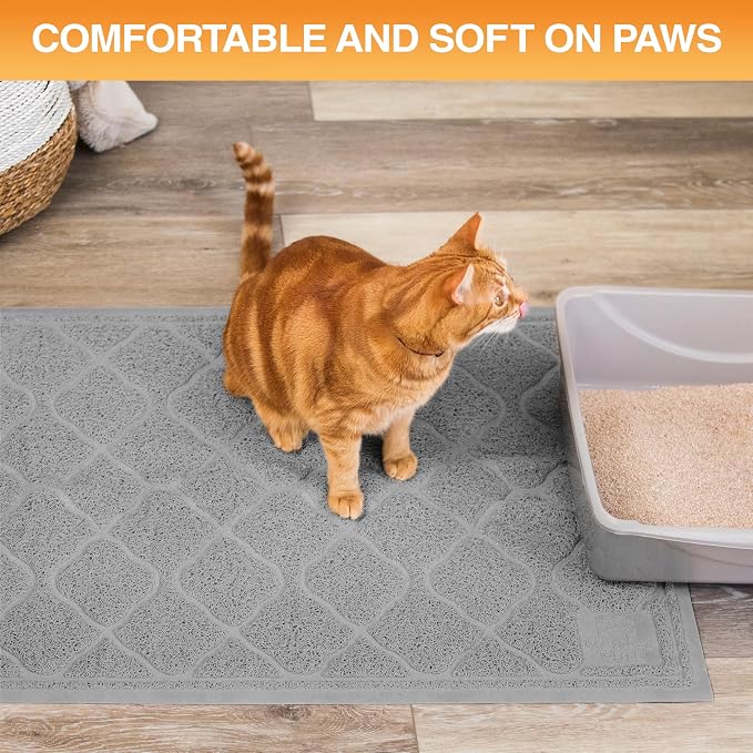 Neater Pets Neater Mat Cat Litter Mat, Thick & Durable Cat Mat for Litter Box, Trapper Pad Catches Mess to Protect Indoor Floors, Soft on Kitty Paws, Anti-Skid Grip Backing, Easy to Clean, Grey - Image 6