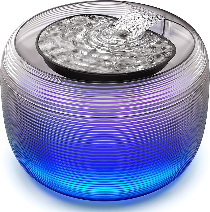 Kastty 3.5L/118oz Large Capacity Cat Water Fountain for Cats Quiet FS75 | Automatic Pet Water Fountain for Cats Indoor with Water Level LED Light, Multi-Filtration Easy Cleaning Cat Fountains for Pet by KASTTY