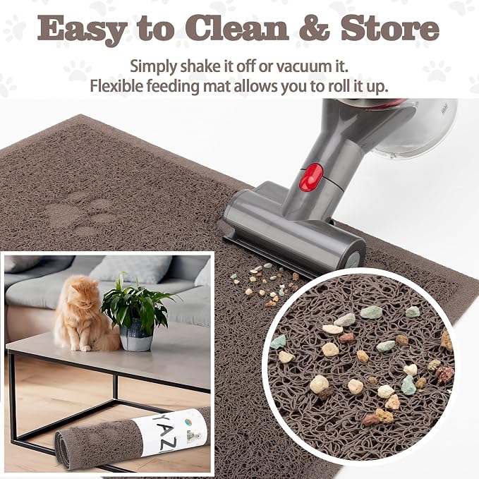 Darkyazi Cat Litter Box Mat for Floor Litter Trapping Mat Non-Slip Backing, Scatter Control, Easy Clean, Water Resistant, Soft on Paws (15.75" x 11.75",Coffee) - Image 6