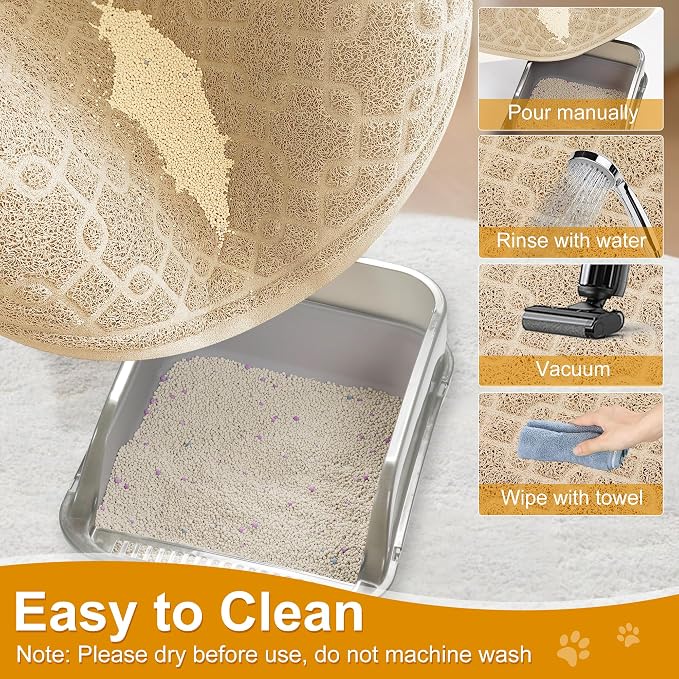 Cat Litter Box Mat, 35" x 24" Large Kitty Litter Trapping Mat Keep Floor Clean, Litter Box Mat Scatter Control, Waterproof, Easy to Clean, Durable Large Size Litter Mats for Floor - Image 3