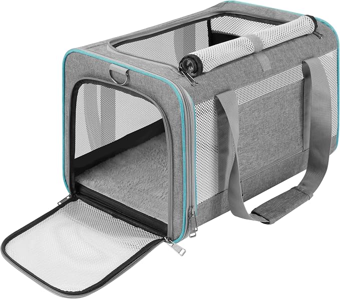 GAPZER Large Cat Carrier Soft, Collapsible Travel Pet Carry Bag, Small Dogs | Large Cats up to 20 lbs+ Maine Coon, Top Load Transport Small Puppy Dog Crate, Chihuahua Mini Dog 10lbs, Sturdy Mesh Grey - Image 8