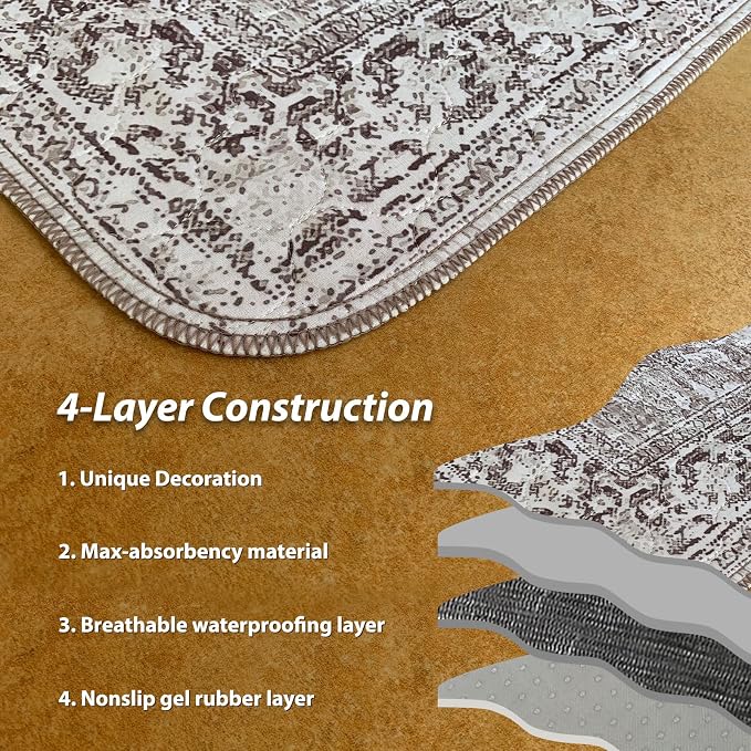 nunubaby 4PACK Washable Pee Pads for Dogs, Stylish, Non-Slip and Leak-Proof Pee Pads. Reusable Potty Pads for Dogs for Crates and Floors.(Brown/Geo,18" x24" ) - Image 5