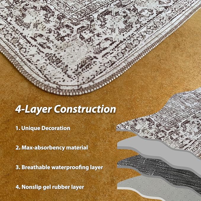 nunubaby Washable Pee Pads for Dogs, Stylish, Non-Slip and Leak-Proof Pee Pads. Reusable Potty Pads for Dogs for Crates and Floors.(Brown/Geo,18" x24" ) - Image 5