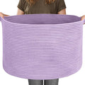 MEGASKET 115L Extra Large Purple Storage Basket, 23.6" X 15.7" Jumbo Woven Cotton Rope Bin for Throw Blankets Pillows, Baby Laundry Basket, Dirty Clothes Organizer, Big Storage Box for Toys, Towels by MEGASKET