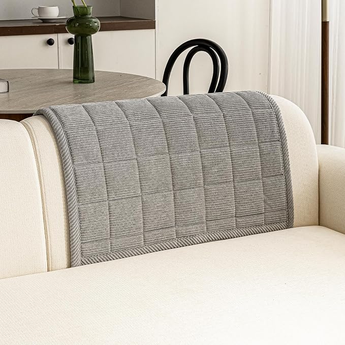 Couch Covers for Dogs, Non Slip Washable Pet Couch Covers for Sofa | 27.6”x27.6” Light Grey Soft Velvet Sofa Covers for Arm rest Backrest, Couch Protect Against Pet Hair, Scratches & Stains - Image 2