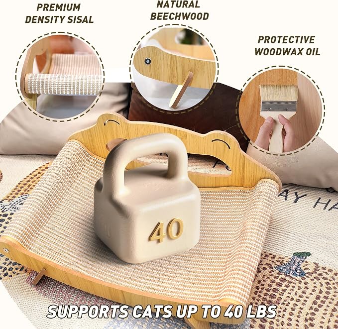 Extra Large Cat Scratcher Bed Lounge for Indoor Cats – Sisal Giant Curved Scratch Pad, Cat Lounger Couch Chair, Kitty Scratching Post and Hammock, Feline Furniture, Play Board for Kittens (X-Large) - Image 4