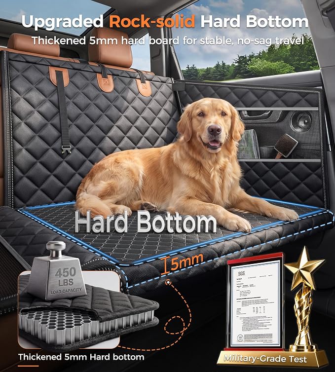 Doglike UNBREAK Hard Bottom Dog Car Seat for Back Seat Passenger Frinedly | [Military-Grade Protection], 450LB Ultra-Support Back Seat Extender for Dogs Carseat, Waterproof Pet Carseat XL Size - Image 4