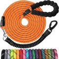 Long Dog Leash 100 FT: Heavy Duty Rope Leashes for Dogs Training with Swivel Lockable Hook Reflective Threads Bungee and Padded Handle - Dog Lead for Large Small Medium Dogs Outside Walking Hiking by jenico