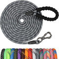 NTR Heavy Duty Dog Leash, 15FT Training Leash with Swivel Lockable Hook, Padded Handle and Highly Reflective Threads, Dog Lead for Walking, Hunting, Camping, Backyard for Small Medium Large Dog, Grey by NTR