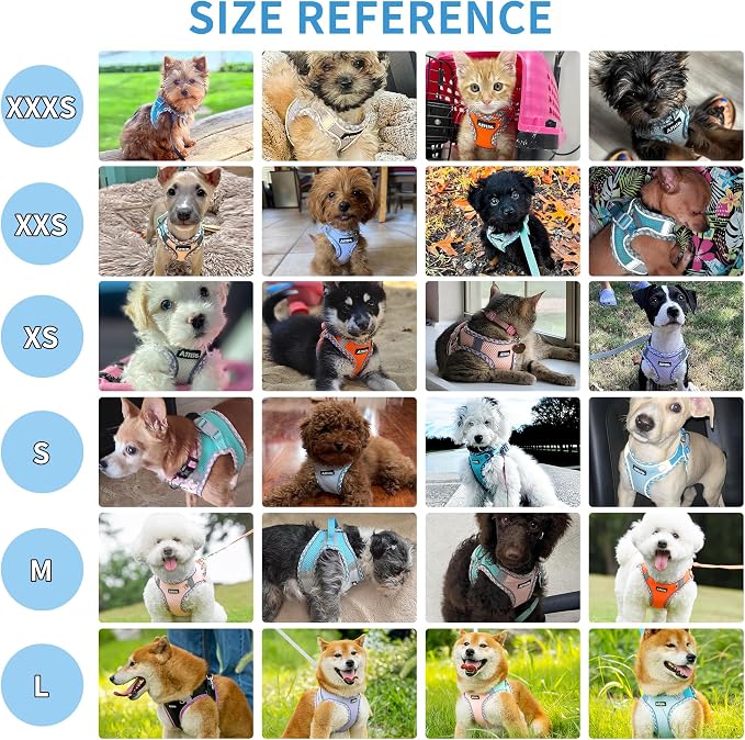 XXS Dog Harness & Leash Set with Reflective Design, Brown-Beige XXS | No Pull Step-in Vest, Breathable Mesh, Escape-Proof Design with High-Stick Magic Tape, Outdoor Use for Chihuahua, Maltese - Image 3