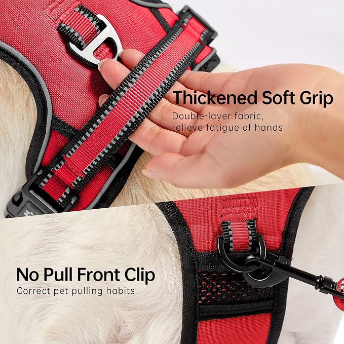 NESTROAD No Pull Dog Harness,Adjustable Oxford Dog Vest Harness with Leash,Reflective No-Choke Pet Harness with Easy Control Soft Handle for Small Dogs(Small,Red) - Image 5