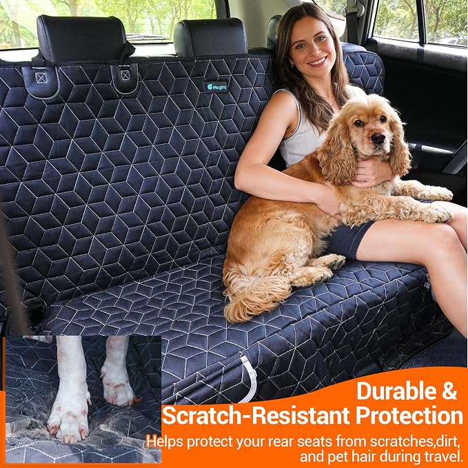 Meginc Dog Car Seat Cover for Back Seat, Waterproof Non-Slip Bench Protector for Dogs & Kids, Durable 600D Scratch Proof Seat Cover for Hair, Scratches, Travel and Daily Use in Full Size SUVs - Image 5
