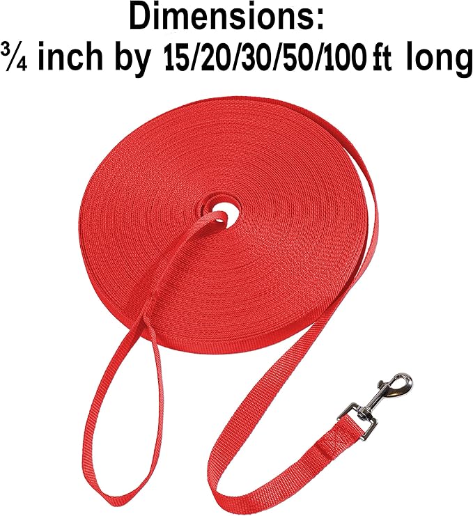 Hi Kiss Dog/Puppy Obedience Recall Training Agility Lead - 15ft 20ft 30ft 50ft 100ft Training Leash - Great for Training, Play, Camping, or Backyard (50 Feet, Red) - Image 4