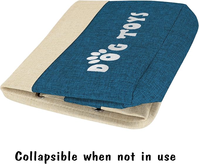 PET ARTIST Dog Toy Basket, Large Collapsible, Navy Blue, L:15"x13"x12" | Dog Toy Bin Box, Comfortable Handles, Large Pet Toy Storage Organizer, For Accessories, Toys, Coat & Clothing, Blanket Leash - Image 5