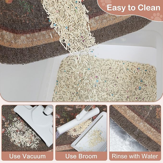 Bienbee Cat Litter Mat, 33" x 22" Dense Trapping Mesh for Litter Boxes | Litter Box Mat with PVC Mesh, Waterproof &Urineproof, Non-Slip Grip, Soft On Kitty Paws and Easy to Clean to Protect Floor - Image 4