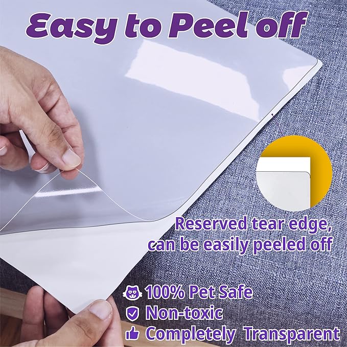 Anti-Cat Scratch Furniture Protector-6-Pack –Single-Sided, Heavy-Duty Self-Adhesive Tape, No-Residue for Couch, Doors & Walls - with 32 Twist Pins - Image 7