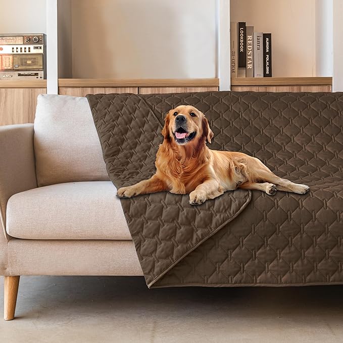 gogobunny 3X Stronger Waterproof Pet Blanket, Scratch Proof Furniture Protector for Dogs Cats, Reversible Cover 52x82 Inch, Dark Chocolate by gogobunny