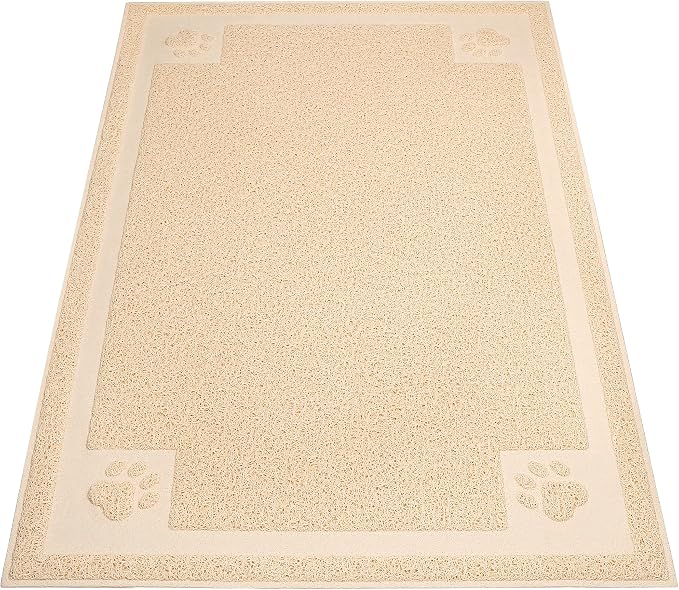 UPSKY Large Cat Litter Mat Trapper 35"×23", Waterproof, Non-Slip, Beige | Large Litter Box Mat, Foldable Trapping Mat, Anti-slip Design, For Cat Litter Boxes and Sensitive Paws, Easy to Clean by UPSKY