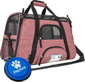 PetAmi Airline Approved Pet Carrier Cat Small Dogs, Small Heather White Red | Soft Sided TSA Travel Bag, Sherpa Bed, Breathable Mesh Ventilation, Collapsible Bowl, Fits Under Seat, Up to 18 lbs by PetAmi