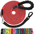 Long Dog Leash 15 FT: Heavy Duty Rope Leashes for Dogs Training with Swivel Lockable Hook Reflective Threads Bungee and Padded Handle - Dog Lead for Large Small Medium Dogs Outside Walking Hiking Red by jenico