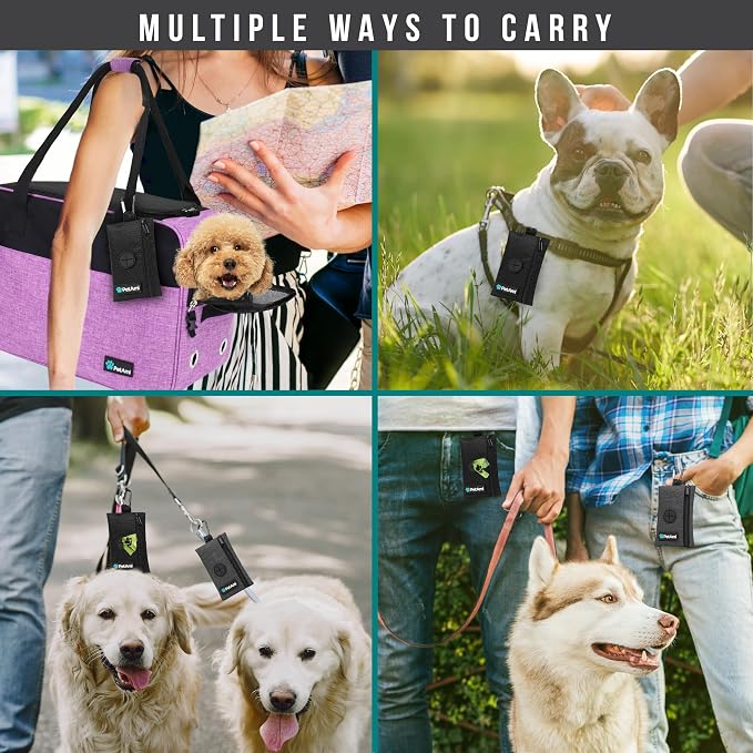 PetAmi Dog Poop Bag Holder for Leash, Pet Waste Bag Dispenser, Black 2PK | Soft Dog Poop Bag Holder Clips to Leash, Harness, Belt Storage for Treat Key, Pet Bag Dispenser, Doggy, Doggie - Image 5
