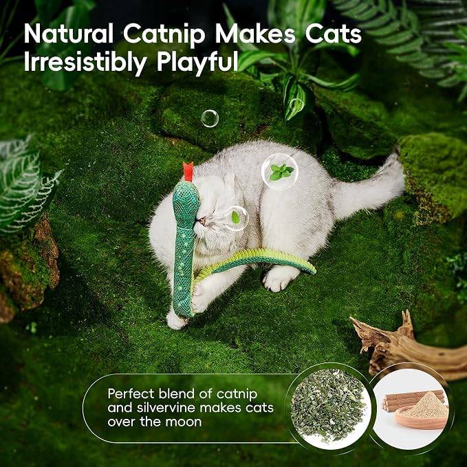 Potaroma Cat Toys Realistic Snake Catnip Crinkly Sound Toy 2 Pcs for Halloween, Mesh Fabric for Teeth Cleaning, Interactive Kicker Toys for Indoor Kitten Exercise 20 Inches | Mesh Fabric for Teeth Cleaning, Interactive Kicker Toys for Indoor Kitten Exe... - Image 5