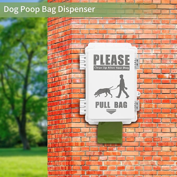 Dog Poop Bag Dispenser, Waterproof Outdoor Dog Bag Dispenser Holds Up to 8 Rolls of Waste bags, Outdoor Wall, Stake, Pole, Fence Mounted (only dispenser) - Image 4